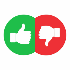 Icon that shows a green thumbs up on the left and red thumbs down on the right.